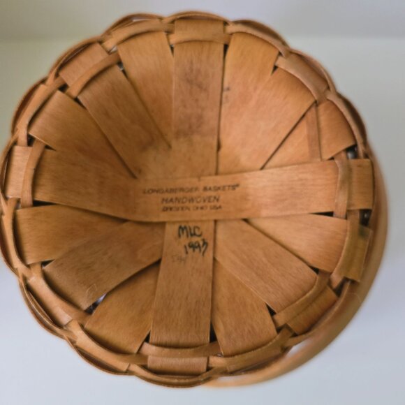 Longaberger Handwoven Small Basket With Handle 1993 Dresden Ohio USA Signed MIC - Picture 16 of 16